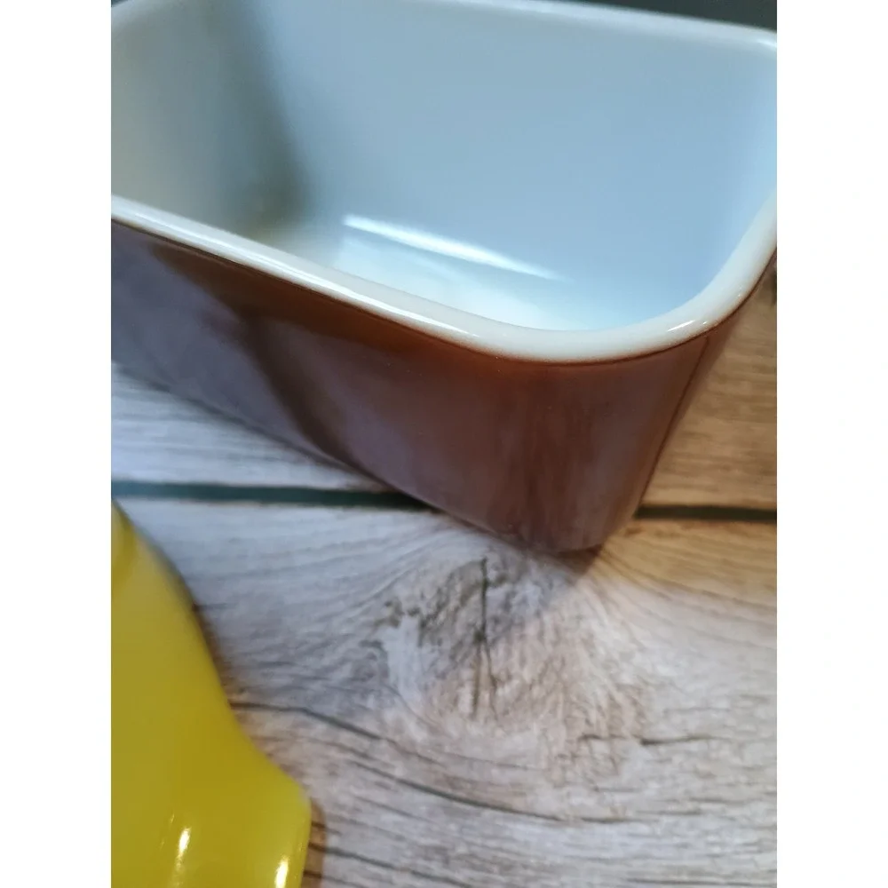 Vintage Pyrex Casserole Refrigerator‎ Dishes Rectangular Brown & Yellow Round